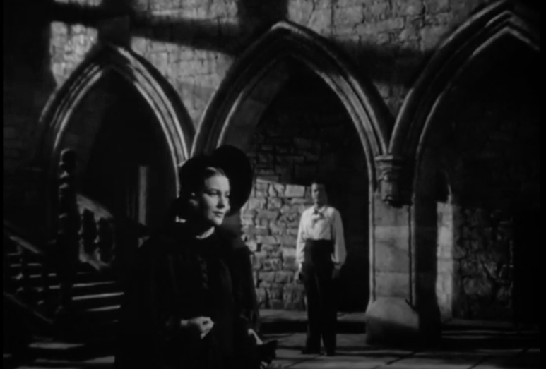 1943 Thornfield. Pros: Black and white, gloomy and dramatic. You can almost touch the cobwebs. Bay windows, arches, candelabra galore. Cons: Comes with Orson Welles. It's actually in America.Shot in: 20th century Fox studios.