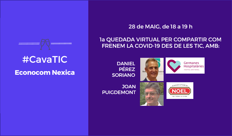 C_Tecnologic's tweet photo. 🍾 @cloudNexica, empresa sòcia del CTecno, et convida al primer #CavaTIC, que tindrà lloc el dijous 28 de maig a les 18 h.
"Com frenem el #covid19 des de les #TIC?" Amb Daniel Pérez (Hospital Sant Rafael) i @puigdemont (@noel_1940).
Inscriu-t'hi! 👉 https://t.co/uZnMKFXCOr https://t.co/vlOdVFkoxs
