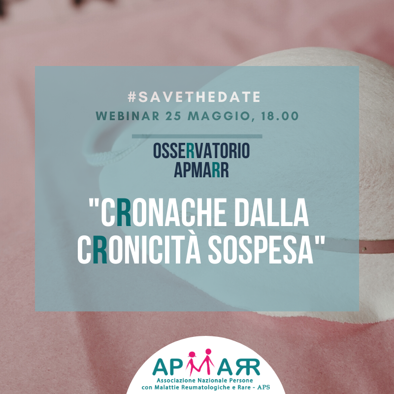 APMARR_ITALIA's tweet photo. Il 25/05 sui social #APMARR sarà online il #webinar "Cronache dalla cronicità sospesa." 
👉🏻@szampa56, @boldrini_paola, @elvirasavino, #RobertoFeliceCaporali, #FabrizioDeBenedetti, @sergiopi, @antoniacel e #DavideCafiero. Moderano Serena Mingolla e Rosario Gagliardi. 
#COVIDー19 https://t.co/9yj28pk0Lg