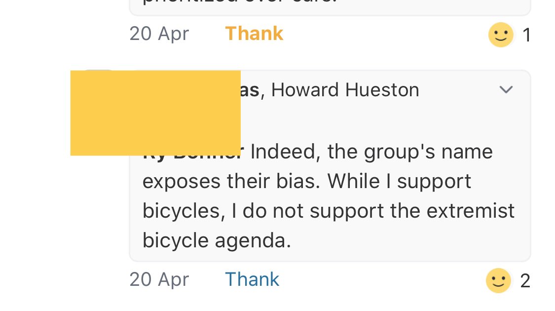 Lol “extremist bicycle agenda” to save lives