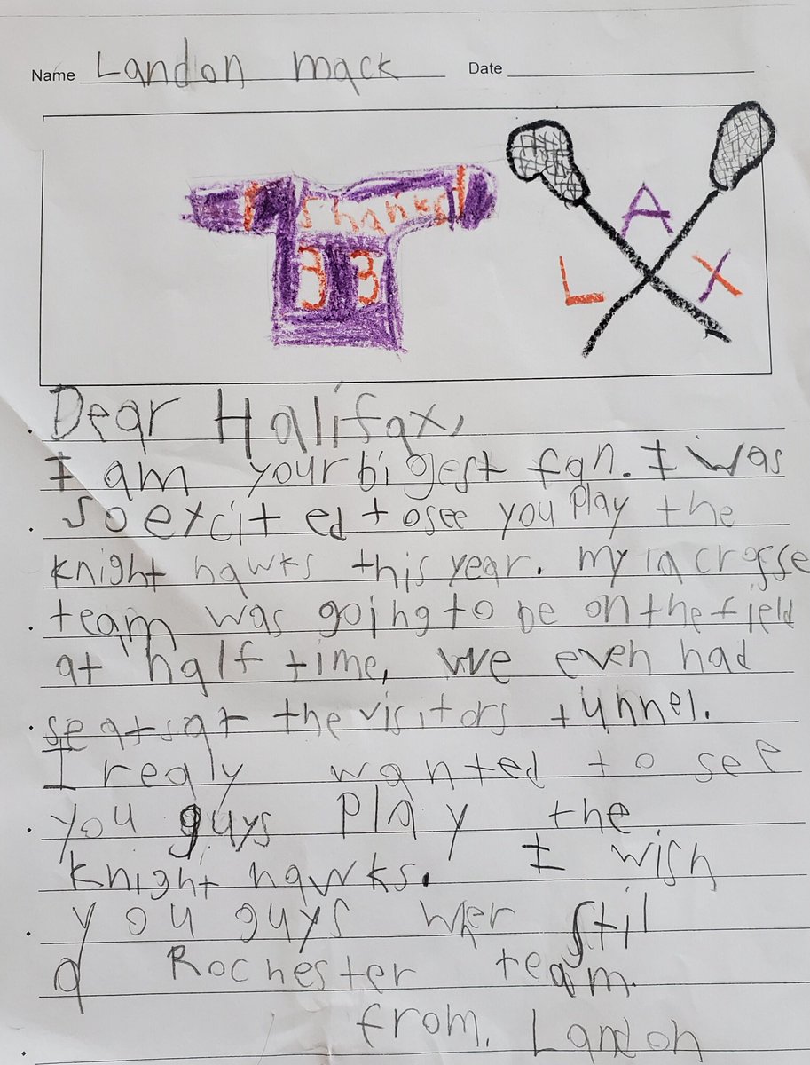 HFXThunderbirds's tweet image. Our buddy Landon was missing his favourite player @shanksy33 and wanted to let him know how much he missed him

Well, Shanksy took the time to write Landon back and included a very special gift