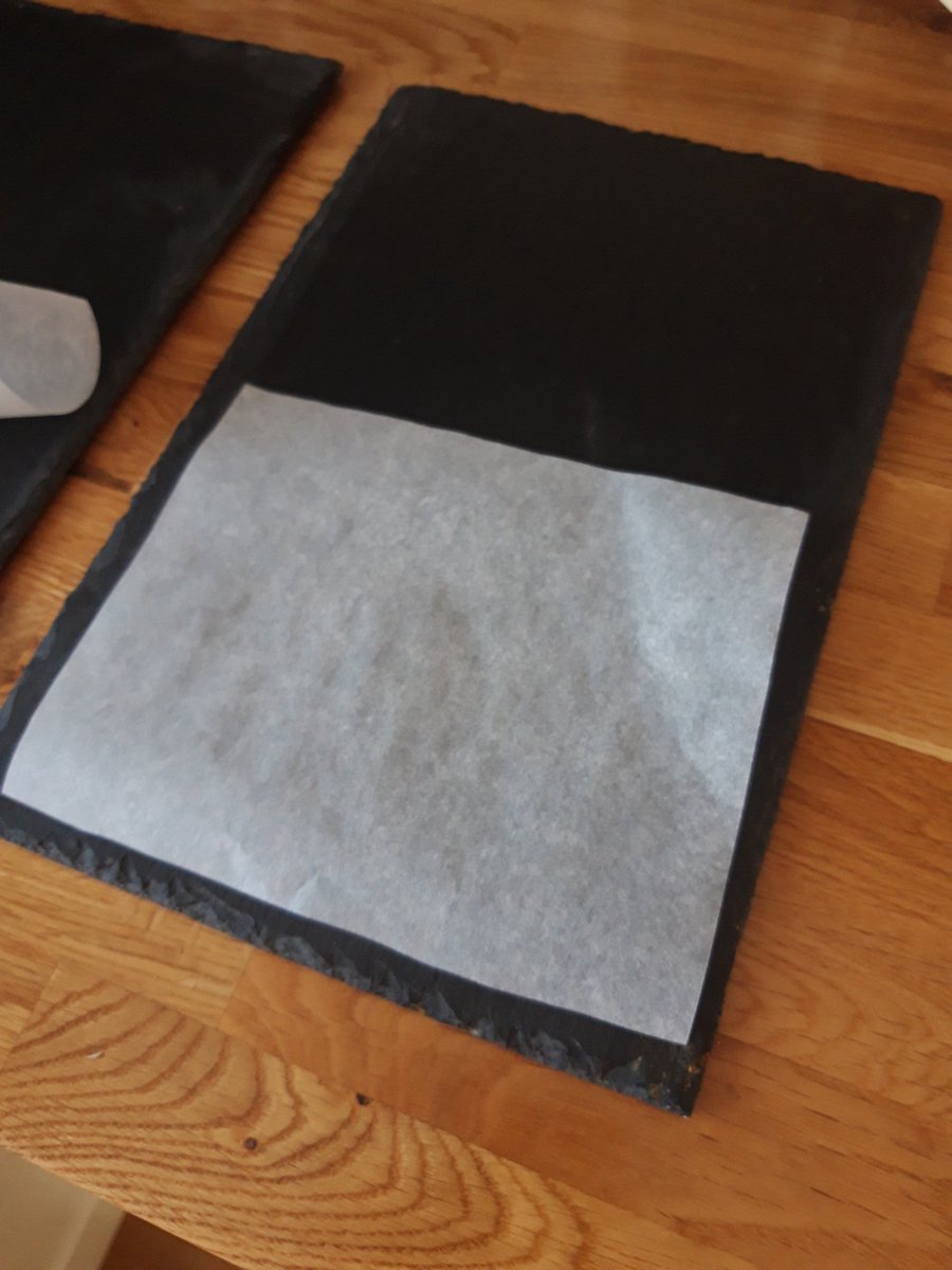 Step 4: choose your serving plate. Have gone with a slate mat lined with baking paper, because nothing absorbs burger grease better than a combination of two completely impermeable surfaces.