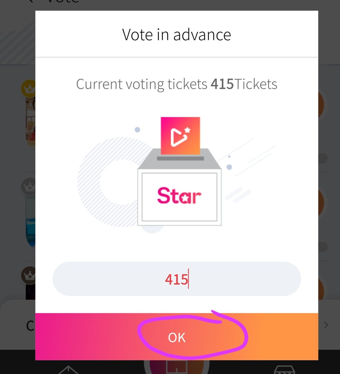 You will see this list when you click on the banner, D-Crunch are currently in fifth place. Click on VOTE next to their name & you will get the pop up in the second picture. Write down how many tickets you want to use (I would use all the tickets) & click OK to lock in your vote.