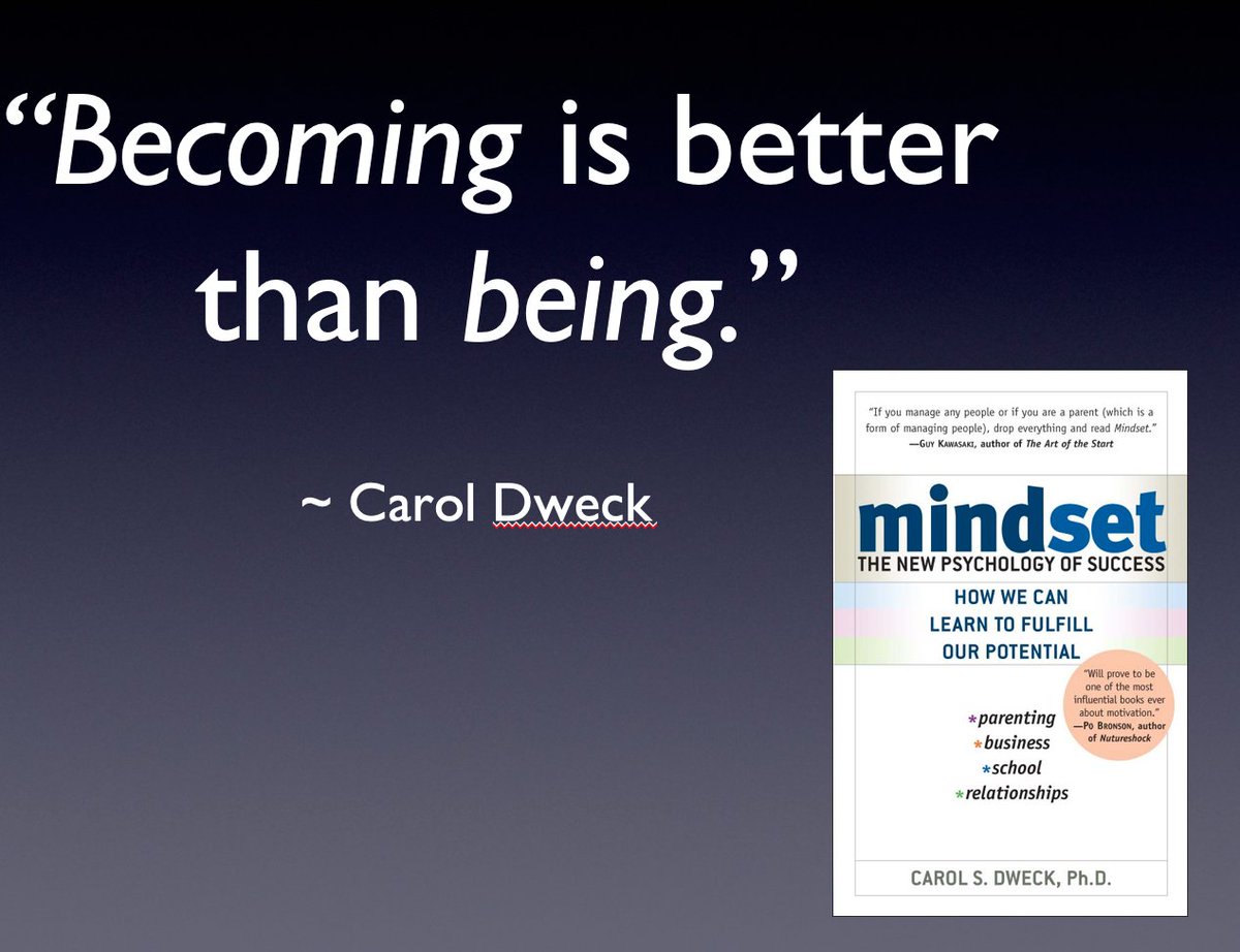 5/First things first--I’ve shared this quote before but it bears retweeting:“Becoming is better than being.” – Carol DweckThis mantra ESPECIALLY applies to the PS. Why? The best stories are always stories of “becoming”—not stories of “being.” Always.