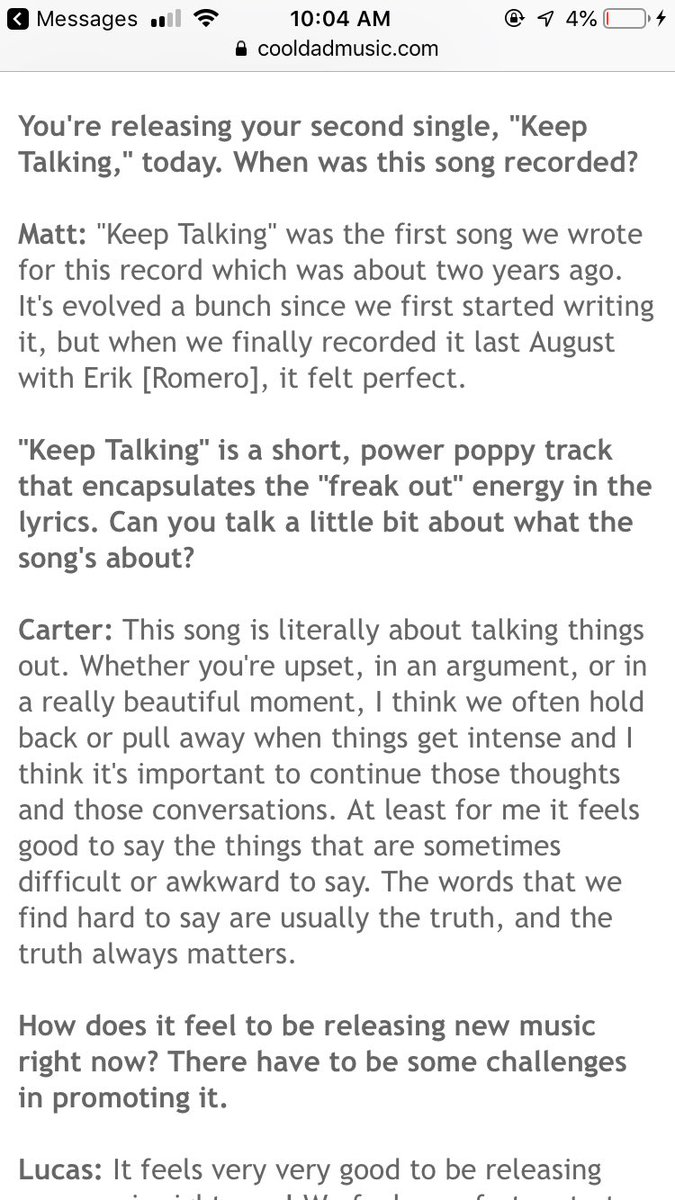 new song “keep talking” out now! We did an interview with <a href="/CoolDadMusic/">CoolDad Music</a> 

cooldadmusic.com/2020/05/interv…