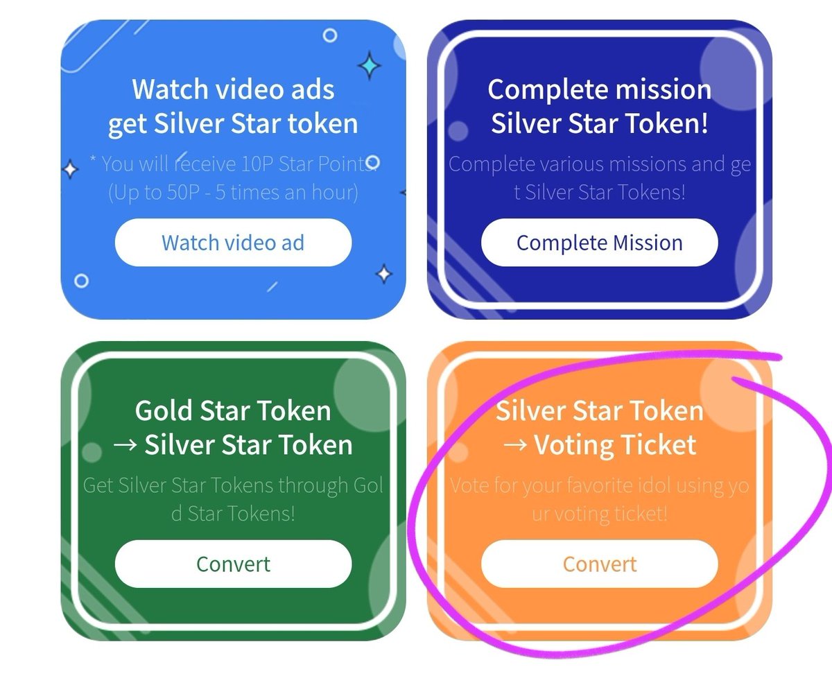 Now click on the orange box on the bottom right to convert your tokens to tickets.