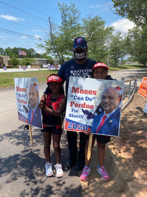 ForPerdue's tweet photo. So proud to have two of my star track athletes come out today and assist with the early voting campaign. #TeamWork #CommunityEngagement https://t.co/m2Mk94HxCL
