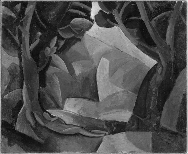 Landscape with Two Figures (Pablo Picasso) (b&w photograph)