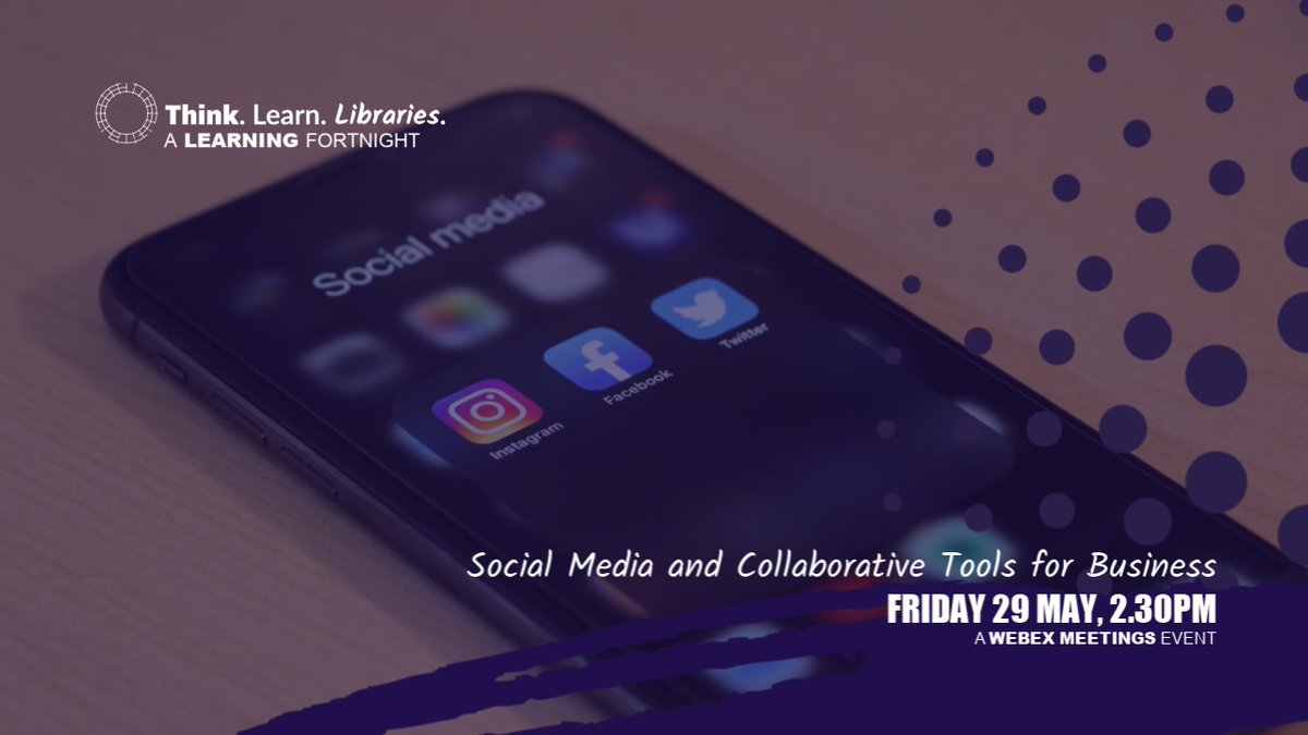 LibrariesNL's tweet photo. Catch up with our E-Services Librarian @CNL_Christopher on Friday 29 May to get some of his hints and tips on social media and collaborative tools for small businesses. Our final event in #ThinkLearnLibraries. Sign up here: https://t.co/G84pRu1S8o https://t.co/4tNS003HT9