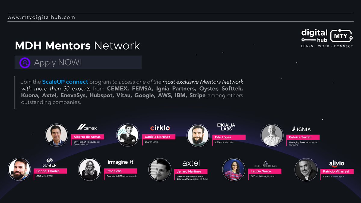 digitalhubmty (@mtydigitalhub) on Twitter photo Join the #ScaleupCONNECT program to access Mentors Network with experts from <a href="/awscloud/">Amazon Web Services</a>, <a href="/Alestra_MX/">alestra_mx</a>, <a href="/CEMEX/">Cemex Global</a>, <a href="/EnevaSys/">EnevaSys</a>, <a href="/FEMSA/">FEMSA</a>, <a href="/Google/">Google</a>, <a href="/HubSpot/">HubSpot</a>, <a href="/IBM/">IBM</a>, <a href="/IGNIA_Fund/">IGNIA Partners</a>, <a href="/OysterMx/">Oyster</a>, <a href="/Softtek/">Softtek</a>, <a href="/stripe/">Stripe</a>, #Vitau, among others outstanding companies. 🚀
Apply now!👉🏻 lnkd.in/d63TuHq Join the #ScaleupCONNECT program to access Mentors Network with experts from <a href="/awscloud/">Amazon Web Services</a>, <a href="/Alestra_MX/">alestra_mx</a>, <a href="/CEMEX/">Cemex Global</a>, <a href="/EnevaSys/">EnevaSys</a>, <a href="/FEMSA/">FEMSA</a>, <a href="/Google/">Google</a>, <a href="/HubSpot/">HubSpot</a>, <a href="/IBM/">IBM</a>, <a href="/IGNIA_Fund/">IGNIA Partners</a>, <a href="/OysterMx/">Oyster</a>, <a href="/Softtek/">Softtek</a>, <a href="/stripe/">Stripe</a>, #Vitau, among others outstanding companies. 🚀
Apply now!👉🏻 lnkd.in/d63TuHq