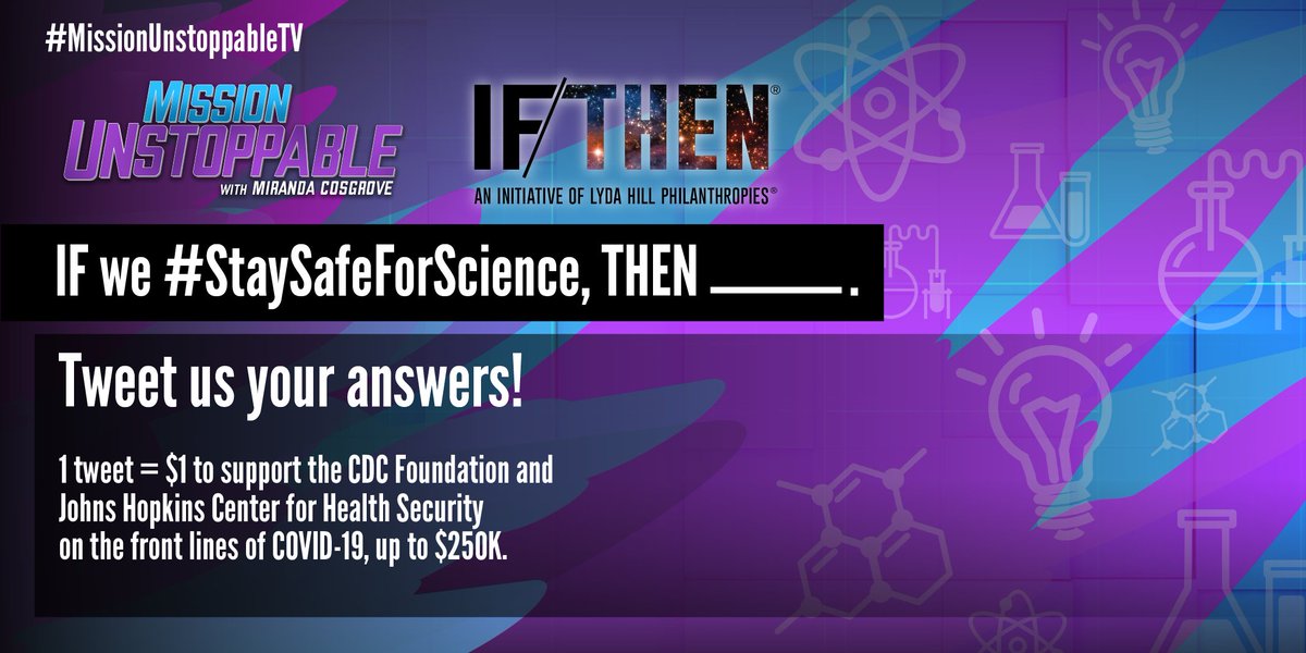 CBSUnstoppable's tweet image. Join @CBSUnstoppable in the #StaySafeForScience Challenge to help combat #COVID19 from your living room! 1 tweet = $1 for @CDCFound + @JHSPH_CHS, up to $250K.