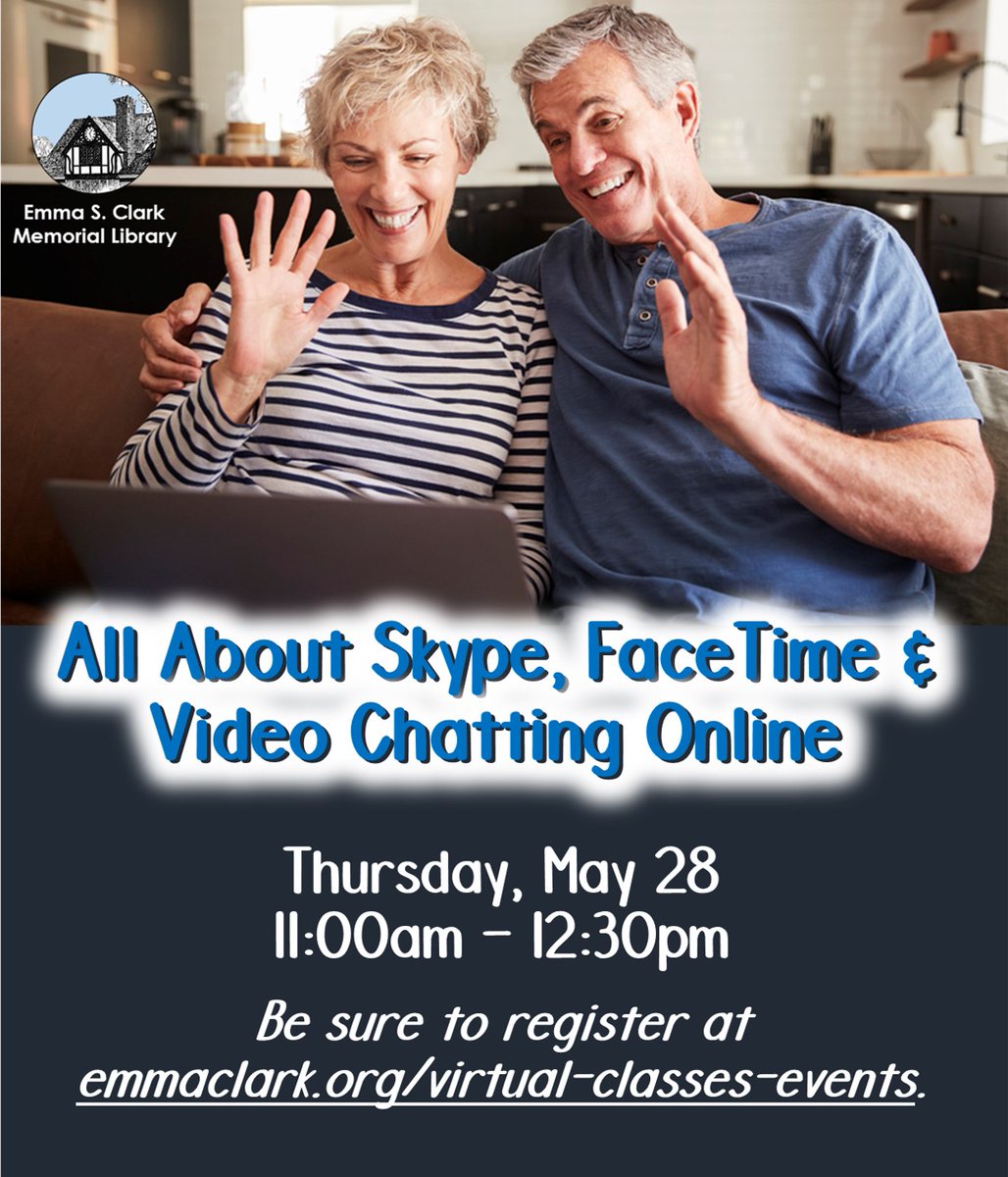 Escml's tweet image. Does someone you know need help staying connected online? We have the class for them! 
Be sure to register at emmaclark.org/virtual-classe…
#Skype #FactTime #VideoChatting #OnlineLearning #OnlineClass #LifelongLearning #WeCanHelp
