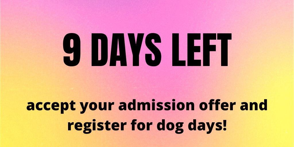 Accept your admission offer to <a href="/Fresno_State/">Fresno State</a> for fall 2020.  JUNE 1ST is the deadline to accept and register for your @FSDogDays new student orientation.  Fees have been waived for Dog Days. 🎉 #bulldogborn
