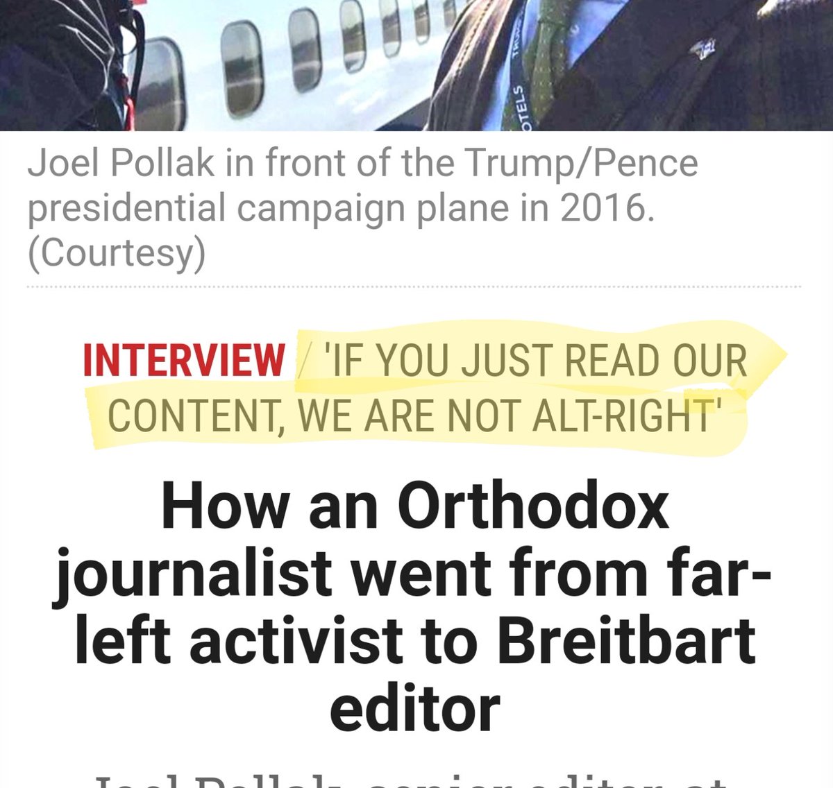 BREITBART EDITOR: "If you just read our content, we are not alt-right." No sh$t.-Pardon Obama!-Vote Joe Biden!-Go San Fran Poop Map!-Go Gavin Newsom!You are  @TimesofIsrael Democrat all the way.