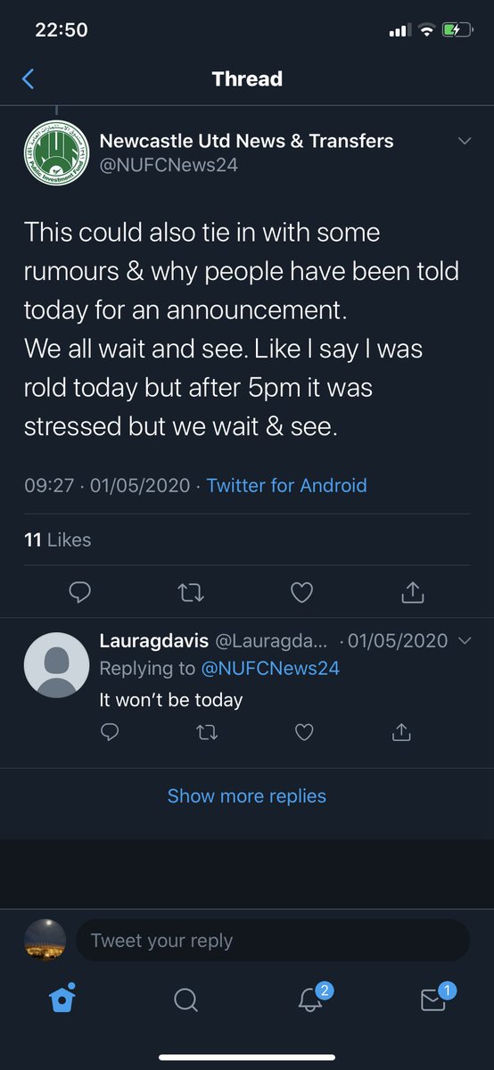 Let it take its course and be patient. If you’re looking for genuine updates then follow the main journos, either on sky or  @GeorgeCaulkin who seems to have the most accurate info about it. Below is just a few of the times  @NUFCNews24 (Darren Carter) has claimed he knew
