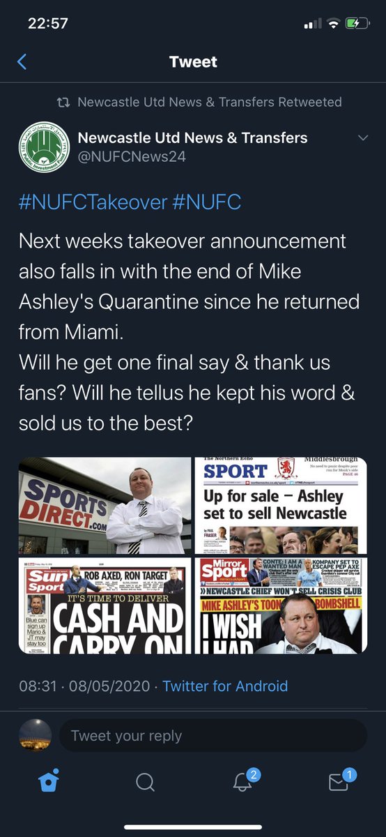 Let it take its course and be patient. If you’re looking for genuine updates then follow the main journos, either on sky or  @GeorgeCaulkin who seems to have the most accurate info about it. Below is just a few of the times  @NUFCNews24 (Darren Carter) has claimed he knew