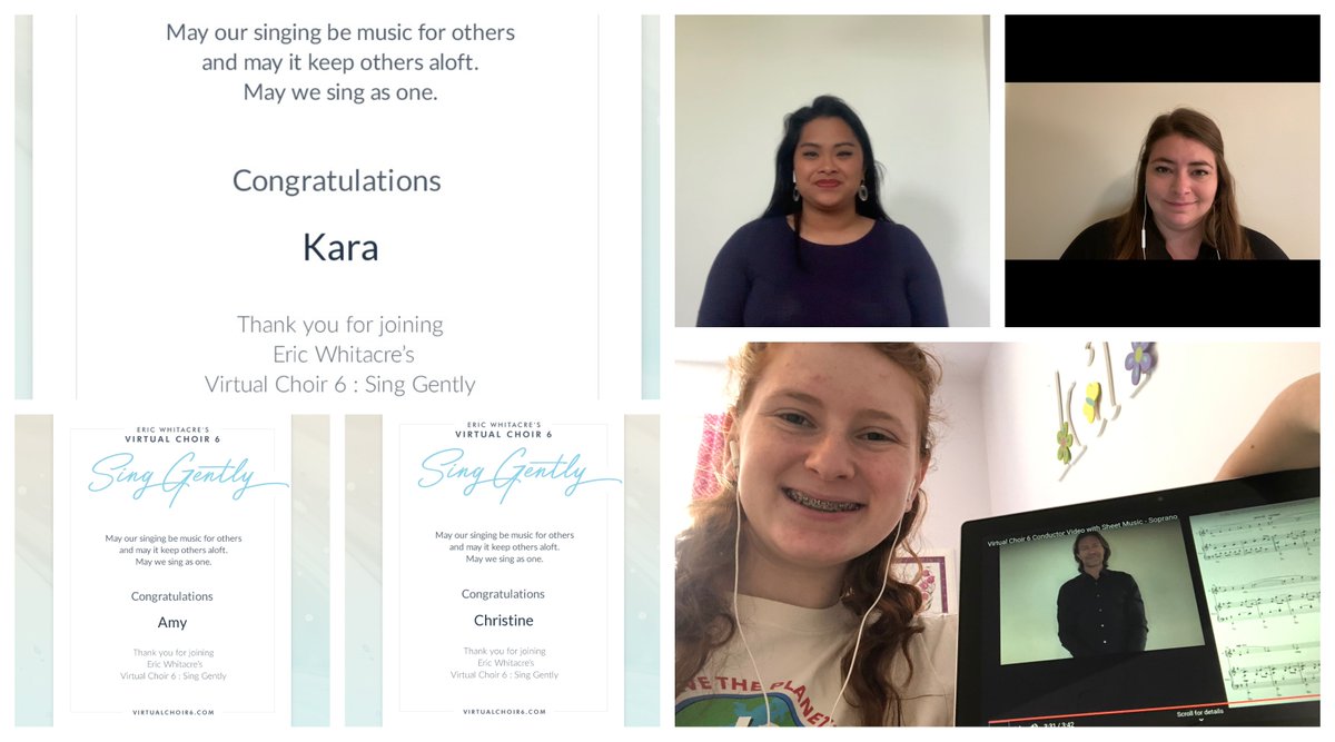 Kara, Miss Manalo, and Miss Hannequin all participated in <a href="/EricWhitacre/">Eric Whitacre</a> 's Virtual Choir 6 singing his piece, "Sing Gently". We will post it when it is published! 17,000 videos were sent from 129 countries-way to represent Bethel! <a href="/BethelHSChoirs/">Bethel High School Choirs</a>