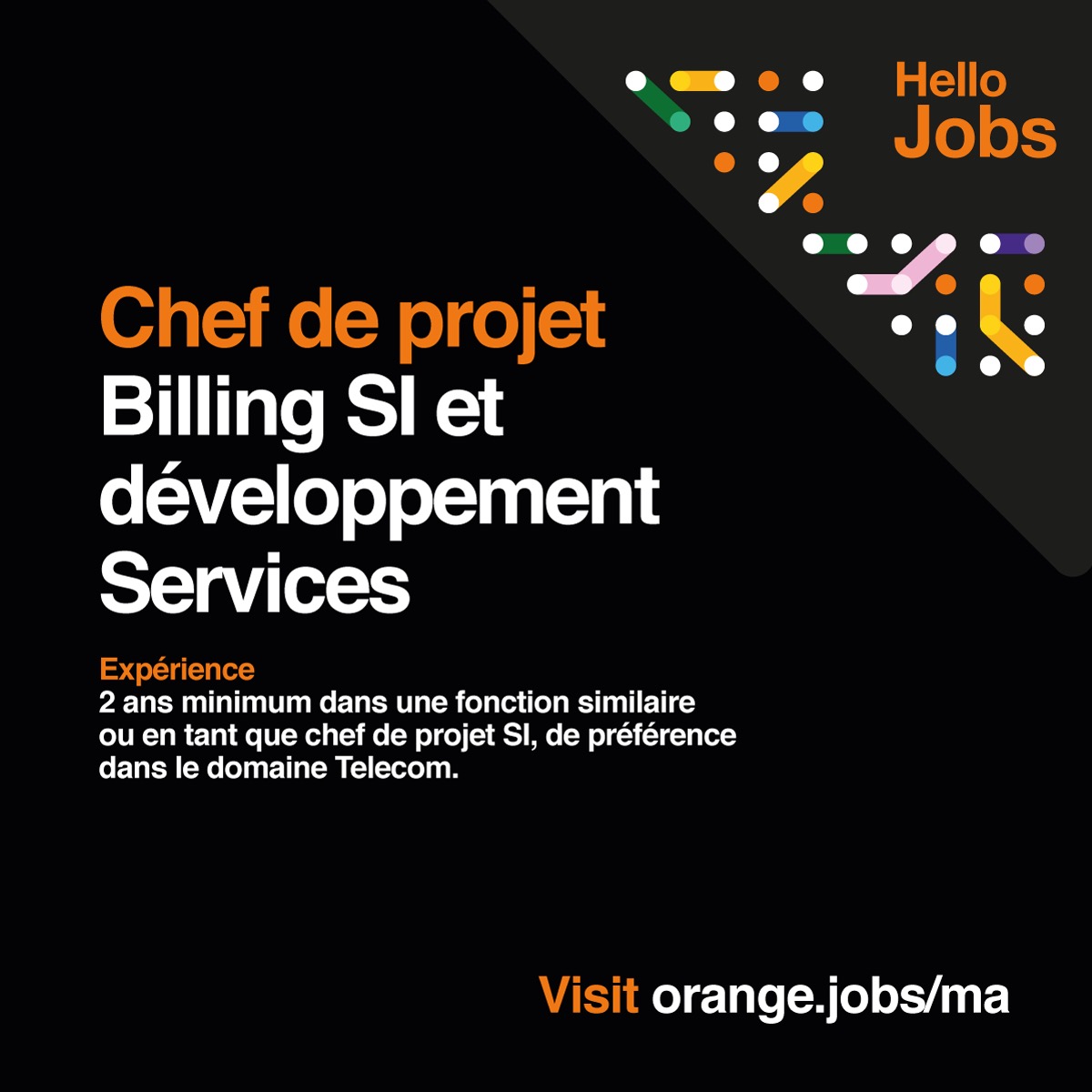 Orange recrute des talents Billing SI 📙💡
#billingSI #BSCS #talentsSI #telecom #ingenieur #orangemaroc #topemployer

Venez tenter l'expérience des #entretiensconfinés  
 
Visitez nos offres et postulez-y en 3 clics : orange.jobs/ma

<a href="/OrangeMaroc/">Orange Maroc</a>
