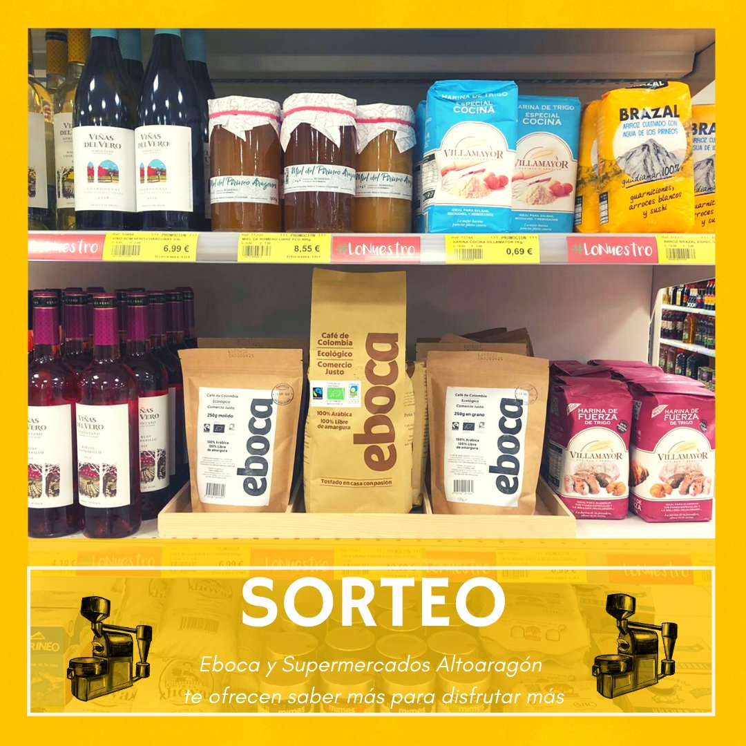 🎉 <a href="/eboca/">eboca</a> sortea una experiencia para ti y con quien tú quieras en su impresionante tostadero.

1️⃣ Dale a ♥️ en la publicación de <a href="/eboca/">eboca</a> ☕️
2️⃣ Compra un paquete de café en <a href="/SAltoaragon/">Supermercados Altoaragón</a> 🛒
3️⃣ Envía un justificante de la compra (ticket) a tienda@eboca.com con el asunto SORTEO 📧