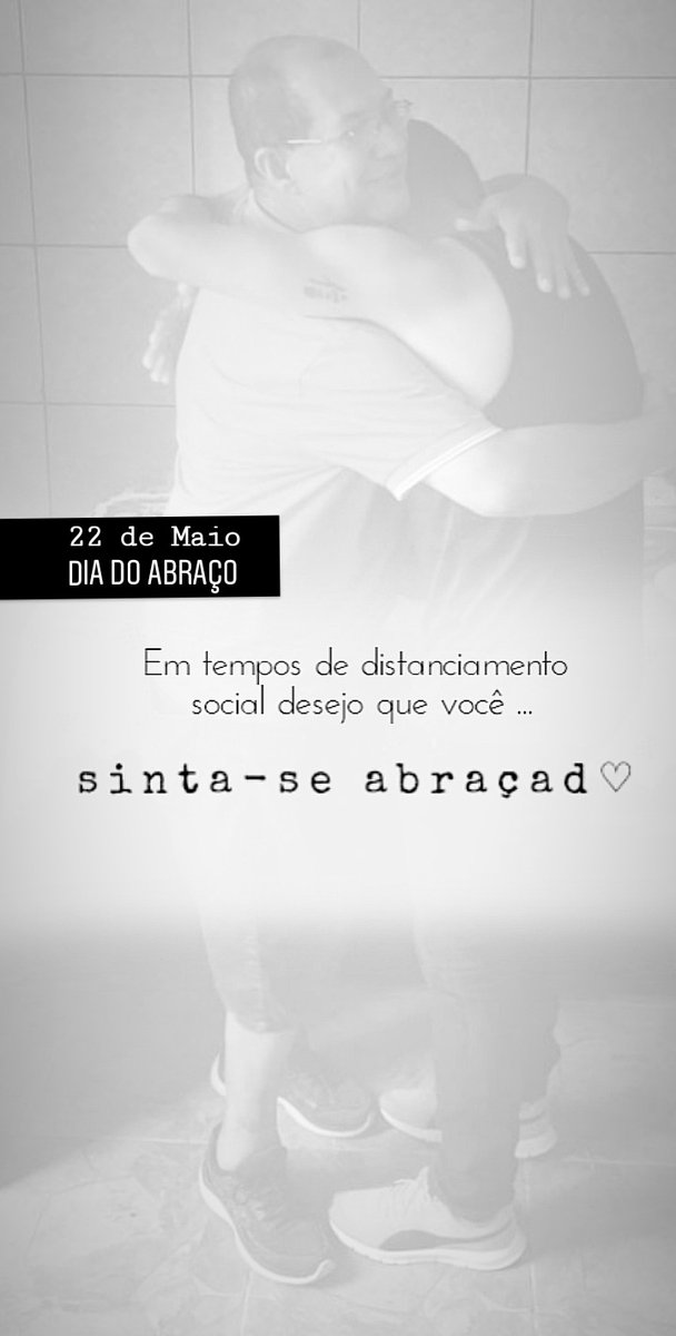 Eliel_Felipe's tweet photo. EM TEMPOS DE DISTANCIAMENTO SOCIAL DESEJO QUE VOCÊ SINTA-SE ABRAÇADO.

_

22 DE MAIO
#DIADOABRAÇO

_

#ÉOPILAS #AVidaÉUmaCorrida #Pandemia #Covid19 CORONAVÍRUS https://t.co/nT6PNbY3rg
