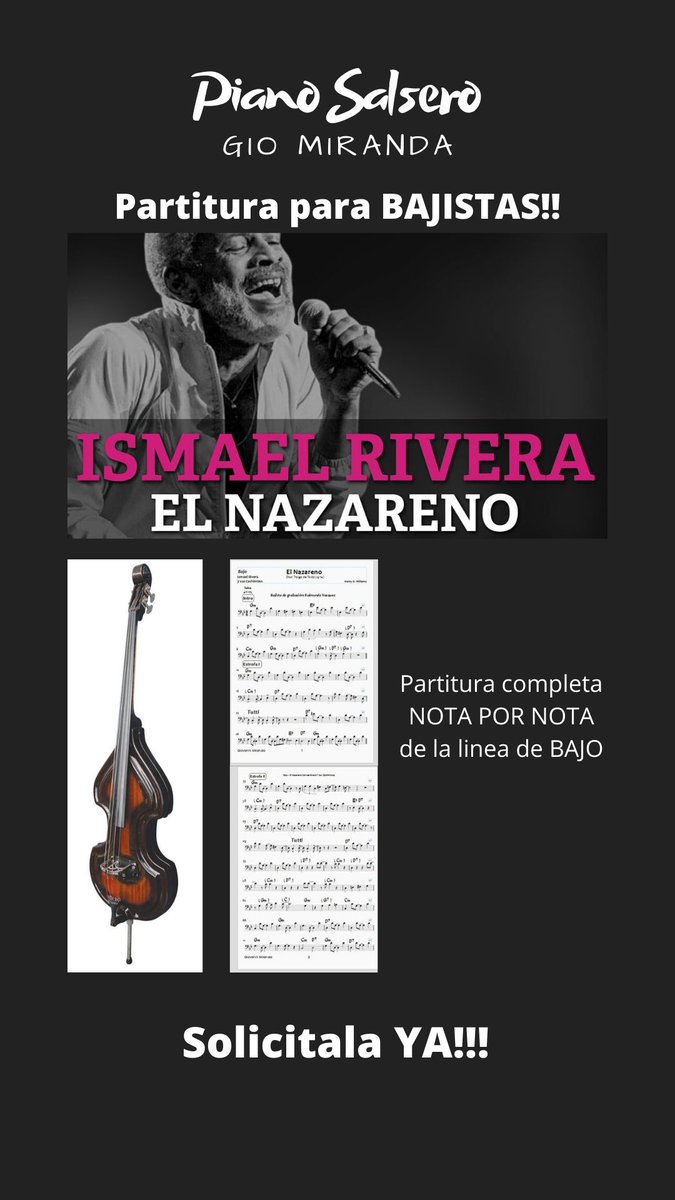 giovagm23's tweet photo. #salseros #partiturasenventa #elnazareno #ismaelrivera #babybass #bajistas #bajista #bassplayer #basscover #comunidadsalsera #bass #bassman #notefornote #partitura #salsa https://t.co/9qmFrfSYWt