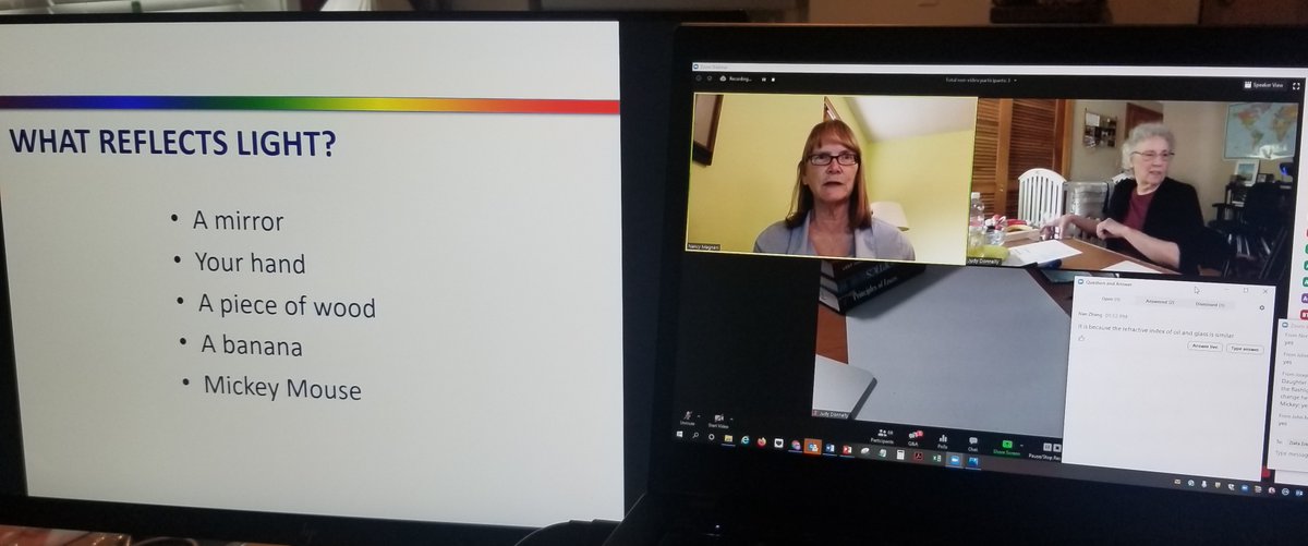 marcialesky's tweet photo. Another great #OpticsAtHome program with Judy & Nancy! Don't worry if you missed it, this video - and the others - will be available on the @OpticalSociety website soon. You can find information on next weeks Optics Magic and other virtual programs at https://t.co/eQVuJjd2xe https://t.co/Ee4vGEIULl