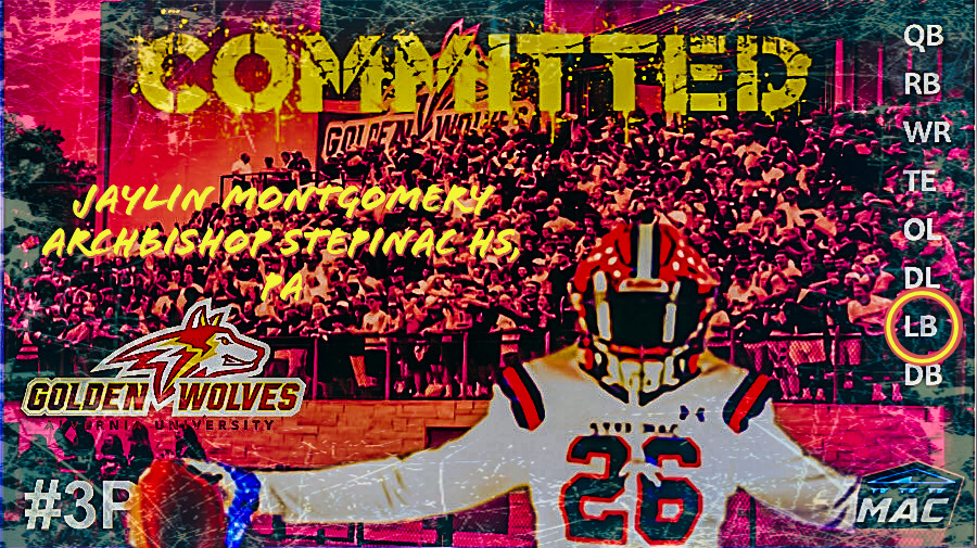 AlverniaFB's tweet photo. Our LB commits are up next! Our first commit is our second from Archbishop Stepinac high school in New York! 

Golden Wolves Nation, please welcome Jaylin Montgomery!

#3P 
#WOLVESSEA20N https://t.co/xJL96xuXzi