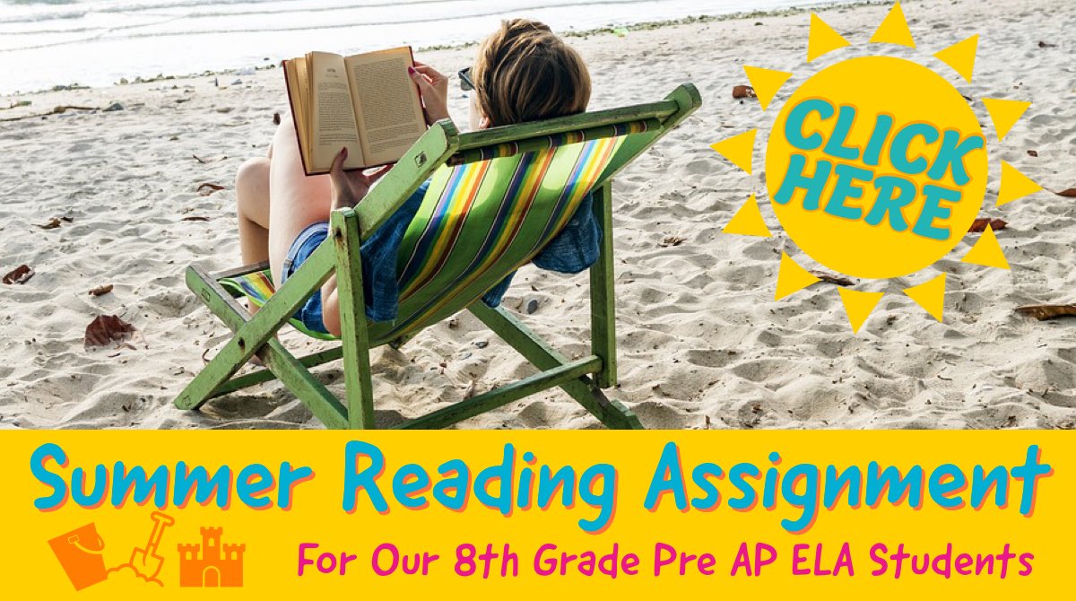 Summer Reading Assignment for our incoming 8th Grade Pre AP ELA students CLICK LINK: schools.misd.org/page/brittnayw…
<a href="/ela8_ohjh/">OHJH ELA 8</a> <a href="/BrittnayWeikel/">Brittnay Weikel</a> @ohjhschoolnews <a href="/MrsSedoffOHJH/">Mrs. Sedoff</a> @newtonohjh