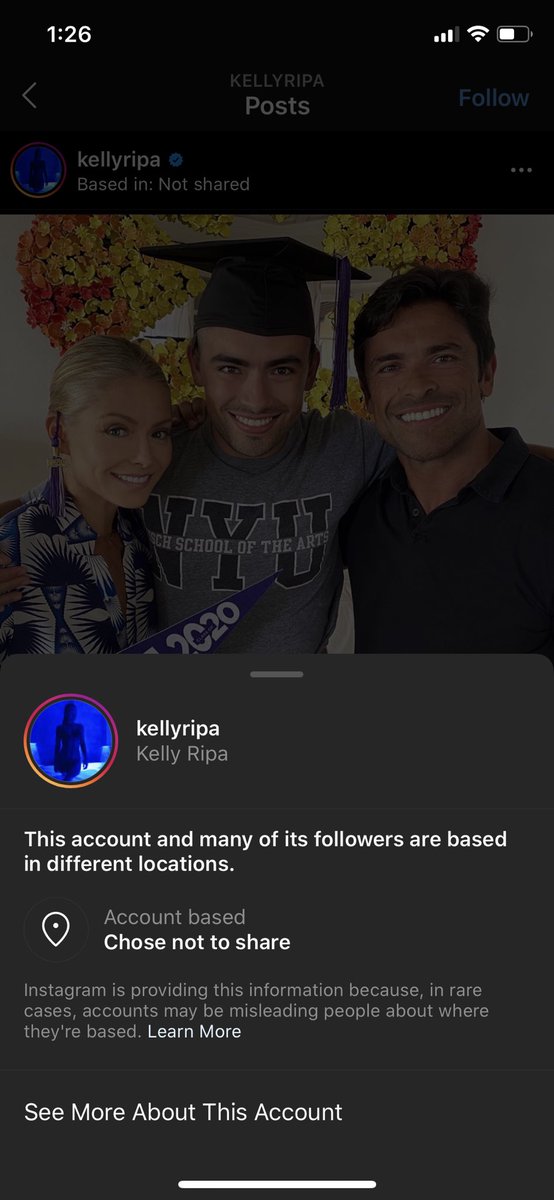 Jakestaaaa's tweet photo. @bradleytraynor @mytalkcolleen all of @KellyRipa IG photos have a weird location marked on all of her photos now https://t.co/twwxXpTJc5