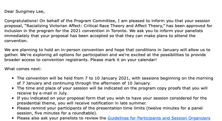 singingonewlee's tweet image. Excited to present alongside Alisha Walters, @amyrwong, and @oishani at #MLA2021 on &quot;Racializing Victorian Affect: Critical Race Theory and Affect Theory&quot;!! Thanks to our presider/co-organizer @ericakanesaka for making this session happen!