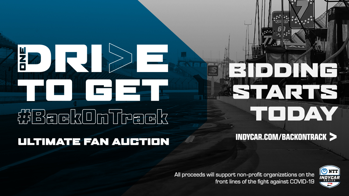 INDYCAR and Indianapolis Motor Speedway are uniting with our teams, drivers, partners and tracks to support the fight against COVID-19 in the One Drive To Get #BackOnTrack virtual Auction. 

Read more: bit.ly/2XlGUYL

#INDYCAR