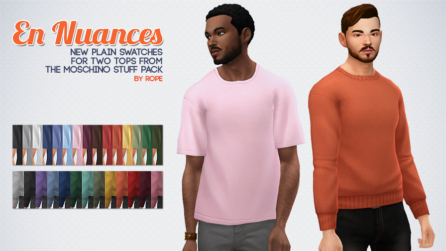 Rope🌿 on X: I created some new plain swatches for these two tops from the  Moschino Stuff Pack! You can download them here :   #TheSims4 #TheSims  / X