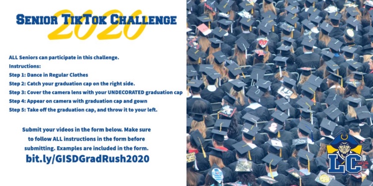 LCHS_Library76's tweet photo. @LCHSClassof2020 The #GISDGradRush Challenge deadline has been extended until Wednesday! Get your videos in using ANY video creator but remember to stick to the guidelines โฌ๏ธโฌ๏ธโฌ๏ธ #WeAreLC https://t.co/3I0p8VCglM