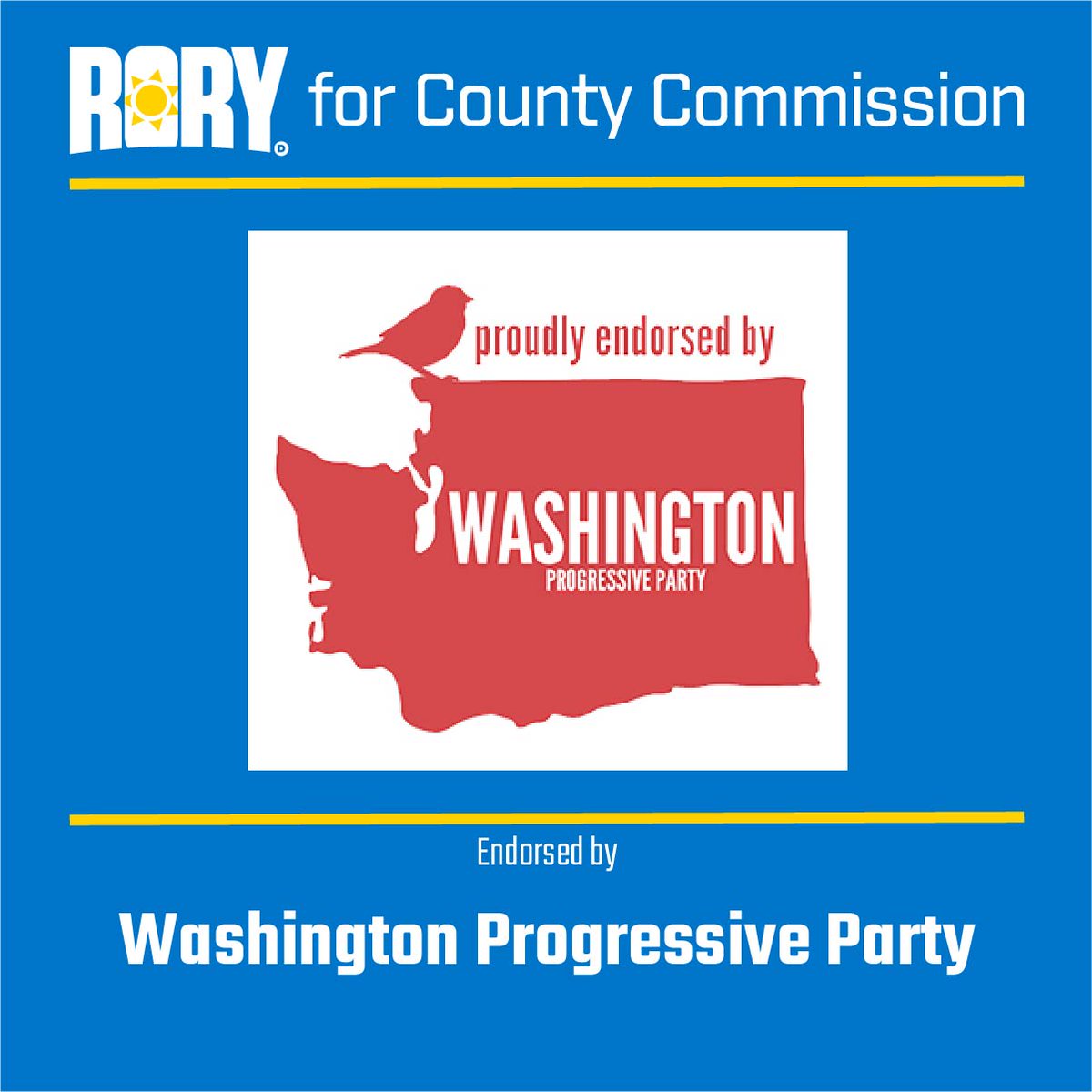 I am again humbled by the support of Progressives here in Washington.

Honored to receive the Endorsement of the Washington Progressive Party!

Facebook.com/washingtonprog…
waprogressiveparty.org
<a href="/WA_ProgParty/">WA Progressive Party 🌲🏔🌹</a>

#allofus #risetothechallenge #voterory2020
voterory.com
