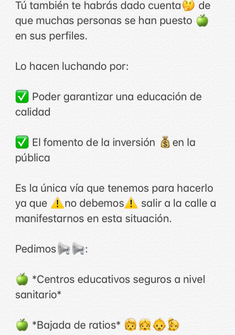 MADinterinos's tweet photo. 🍏Pongamos todos una manzana en nuestro perfil, estado, nombre... para hacer ver a nuestros políticos (tanto del gobierno central como de las CCAA) nuestra lucha🍏@javierfpanadero 
@cccesssarrr @ADIMA_interinxs @Maestra_enfu @maestradepueblo @CruzDiez @envozalta_libro @EnJarras https://t.co/ShXQLO6FVW
