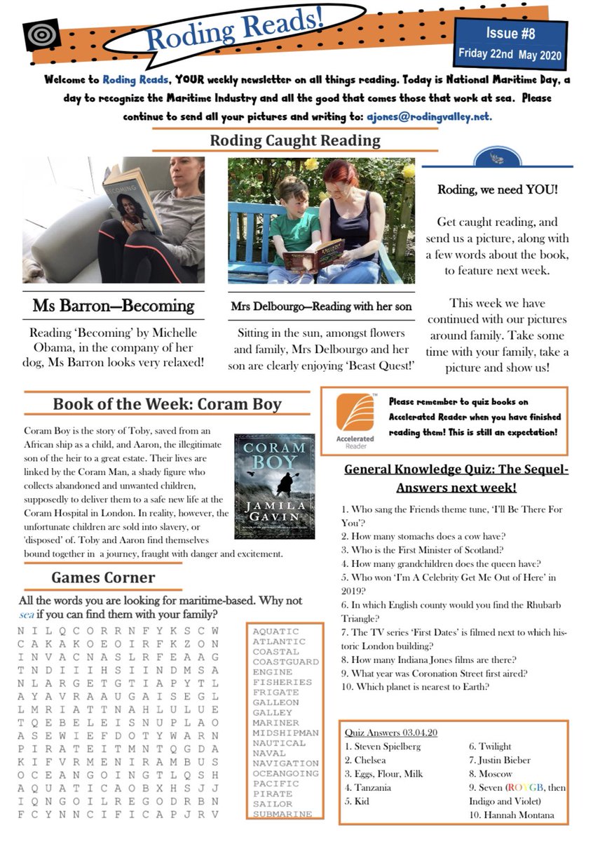 RodingValleyHS's tweet photo. Here it is! #RodingReads ๐ What are you reading? How much do you read? Letโs hear about how reading changed something for you...lots of people say discovering a love of reading changed everything... #Reading #ReadingChangesStuff #ReadingMakesADifference #ReadingForPleasure https://t.co/NAfRAHkuGB