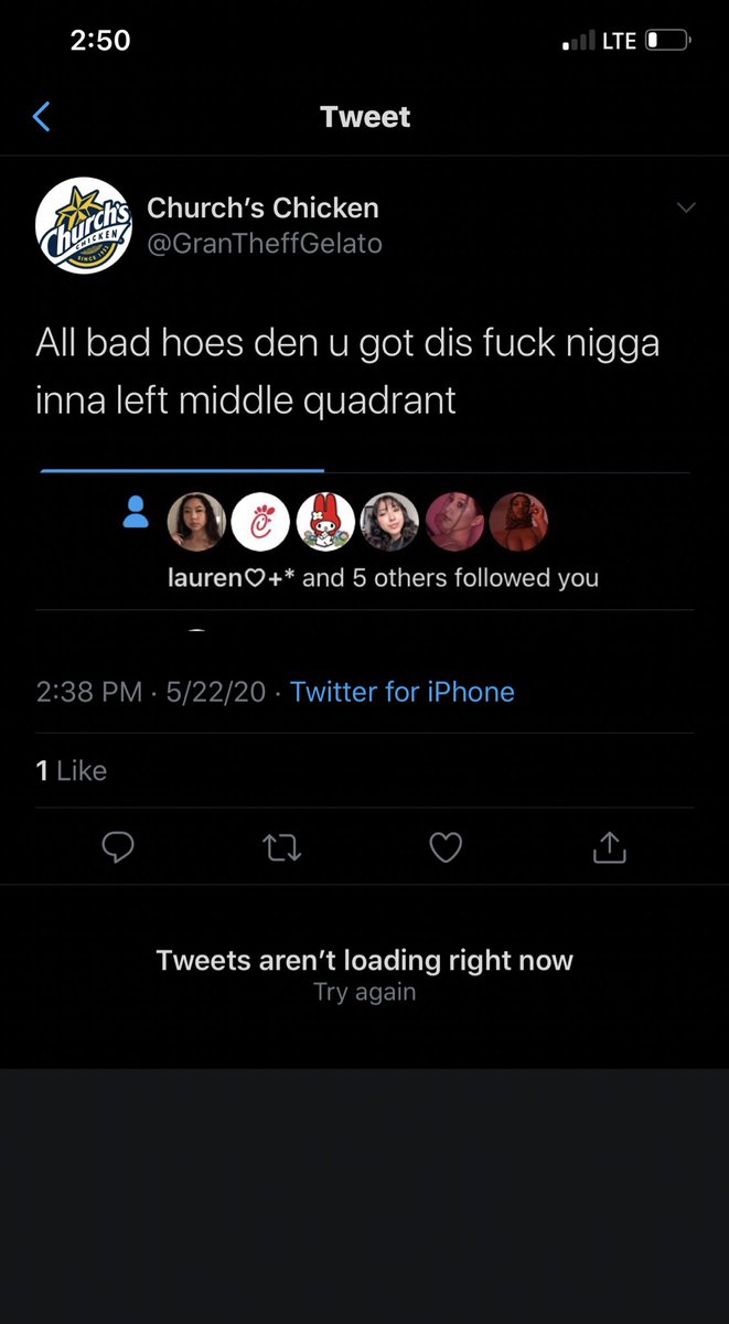 chikfila666's tweet photo. its always “Tweets aren’t loading right now” 😭😭😭😭 https://t.co/QD8fPGlyI4