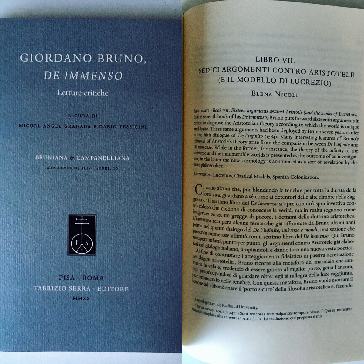 elenic87's tweet photo. Just arrived #GiordanoBruno #Lucretius #Philosophy https://t.co/kM2S7xkYGE