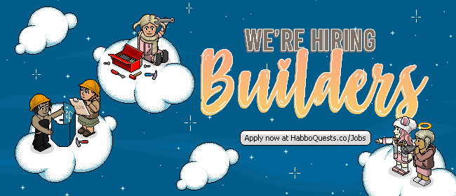🏗️ Our Builder applications are now open! Love showing off your creativity and wiring skills? Apply today at habboquests.co/jobs 🏗️