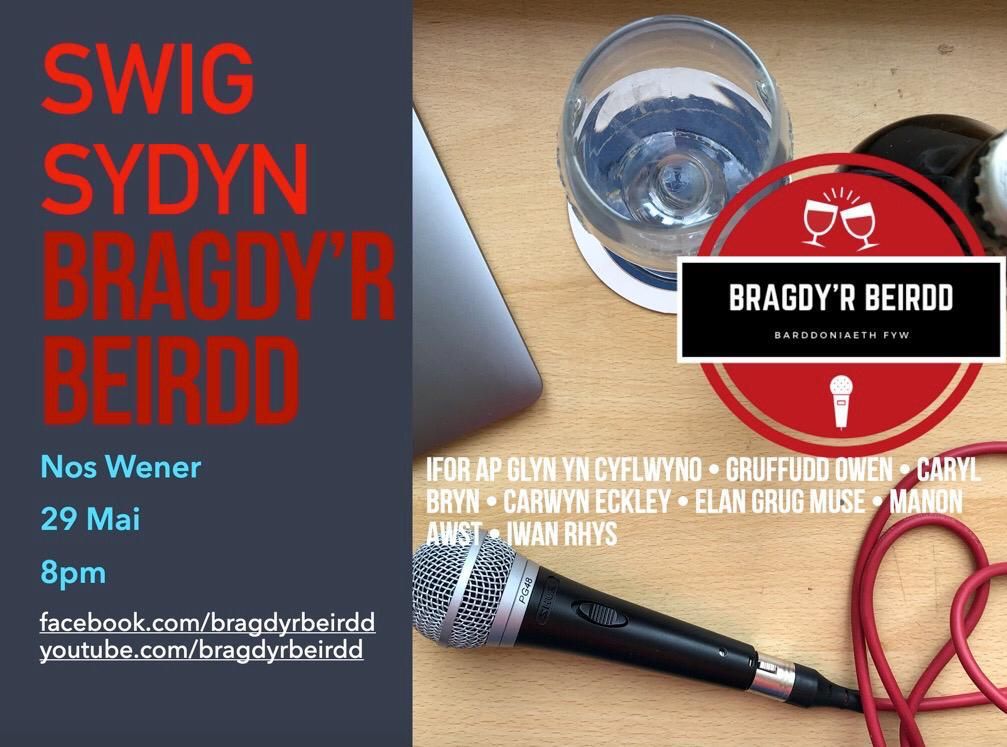 📢 Newyddion y Bragdy! 📢
Nos Wener nesaf byddwn yn cyflwyno noson #SwigSydyn.
🎤 <a href="/Gruffudd_Owen/">Gruffudd Owen</a> 
🎤 @CarylBryn 
🎤 @carwyn_eckley 
🎤 @Elan_Grug 
🎤 <a href="/manonawst/">Manon Awst</a> ac <a href="/anoracyracen/">Iwan Rhys</a> 
ac Ifor ap Glyn yn cadw trefn ar y cyfan.
Cewch wylio ar Facebook neu ar ein Sianel Youtube.