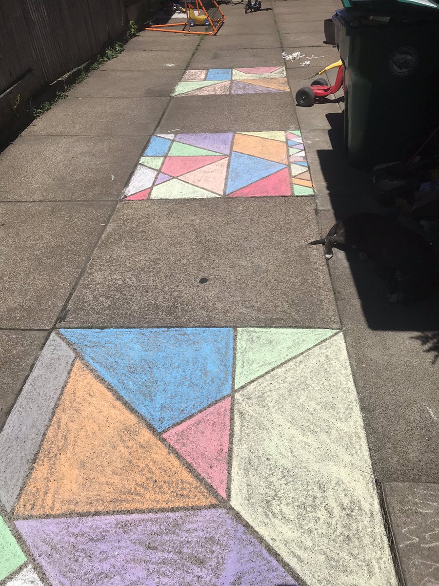 wasmythe's tweet image. Engaging in math and art. We noticed shape, size, angles, lines, colour and balance. #dsbnmathartchallenge