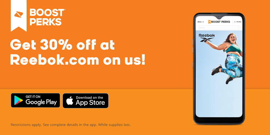 boostmobile's tweet image. Get 30% off your next online order from @Reebok with #BoostPerks! Just download the Perks app and register to redeem this offer today. Offer ends 6/1. boost.co/2LX1Srz