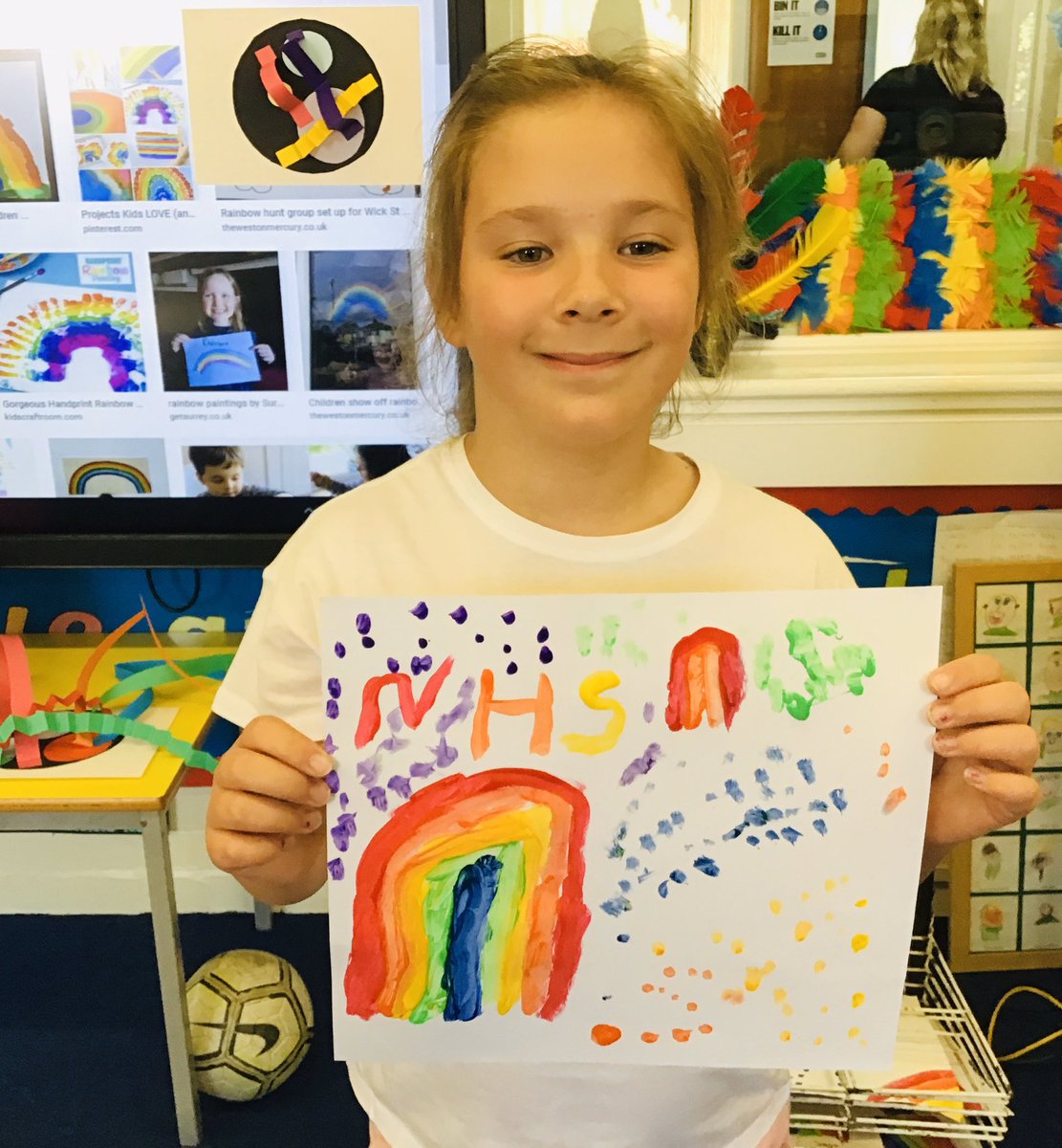 sjvblackpool's tweet photo. Mrs Allen wanted us to paint some rainbows today to decorate our windows, so we had a busy afternoon splashing our windows with lots of colour π¨ππ #SJVArt #SJVReading #SJVClass2M #SJVClass2W #SJVClass3H #SJVClass3M #staysafe #NHSThankYou https://t.co/NLUUNsehmA