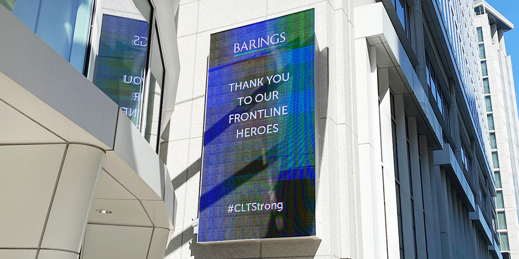 Barings's tweet photo. From our home to yours, Barings thanks our Frontline Heroes who are #CLTStrong https://t.co/KQAPbkgfol
