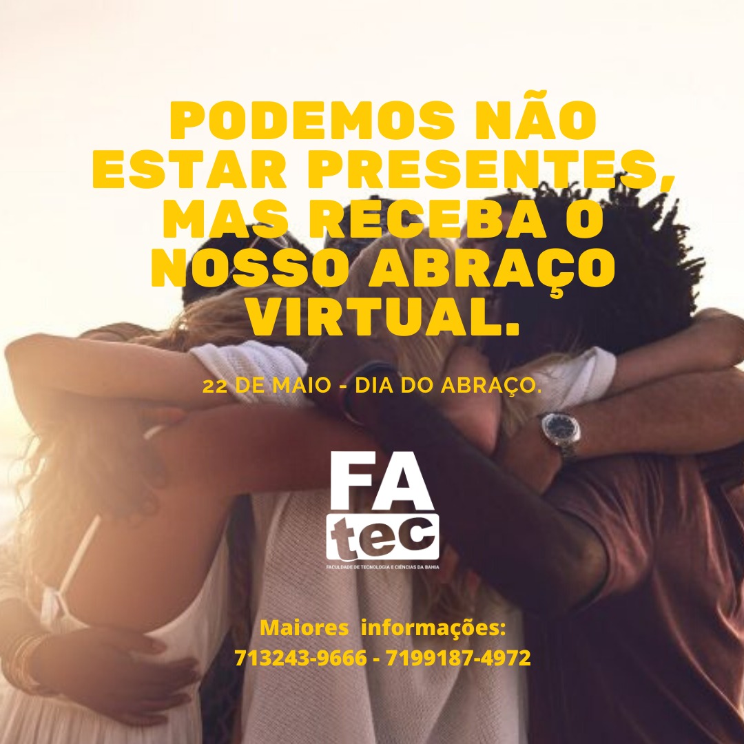 escolaeteba's tweet photo. Podemos não estar presentes, mas receba o nosso abraço virtual.

#fiquebem #fiqueemcasa #etebaescolatecnicadabahia #colegiorenovacao #fatecsalvador #fatecba #diadoabraço https://t.co/myQWuTD8vX
