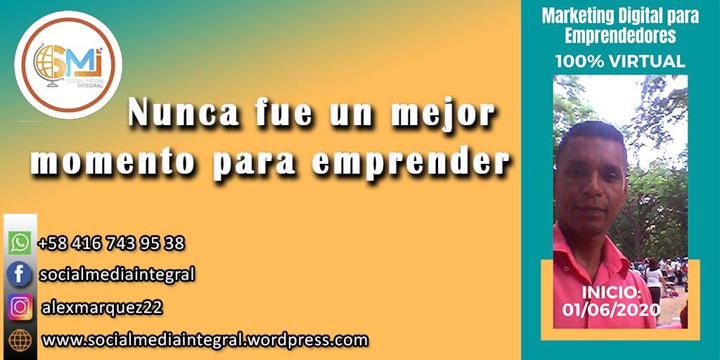 10 días de trabajo para hacer algo diferente que de seguro te abrirá nuevas oportunidades. socialmediaintegral.wordpress.com +584167439538

#SocialMediaIntegral #marketingdigital #QuédateEnCasa #salirdelacrisis #aulavirtual #Santiago #Quito #lima #Venezuela #Bogota #Madrid