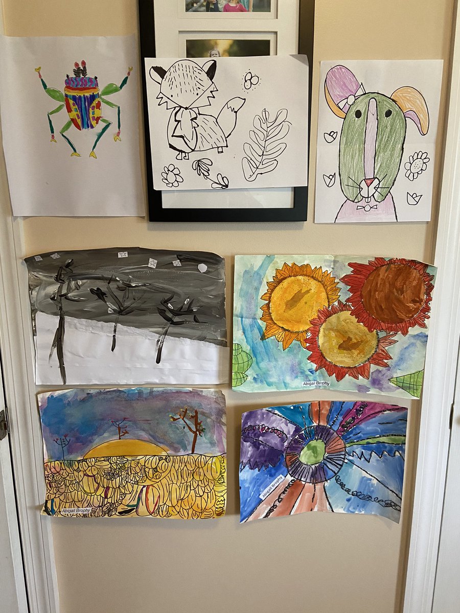 MTSDMrsBrophy4's tweet photo. My favorite event at my daughter’s school every year is the Art With a Sprinkle. We made our own at home this year, hung all of her artwork since K that we had at home, &amp; celebrated with ice cream @FW_SprinkleART https://t.co/7JZpSxYnyj
