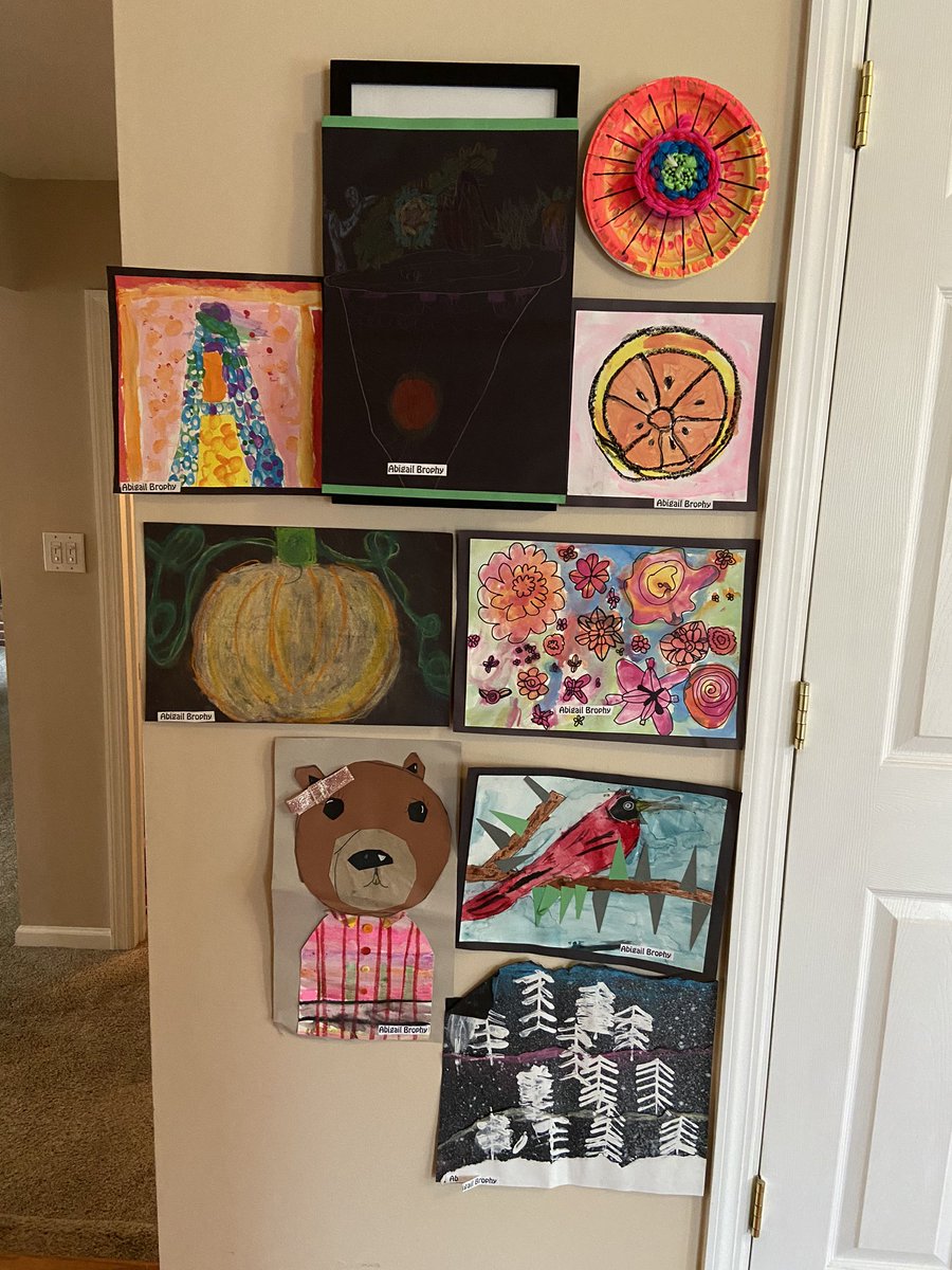 MTSDMrsBrophy4's tweet photo. My favorite event at my daughter’s school every year is the Art With a Sprinkle. We made our own at home this year, hung all of her artwork since K that we had at home, &amp; celebrated with ice cream @FW_SprinkleART https://t.co/7JZpSxYnyj
