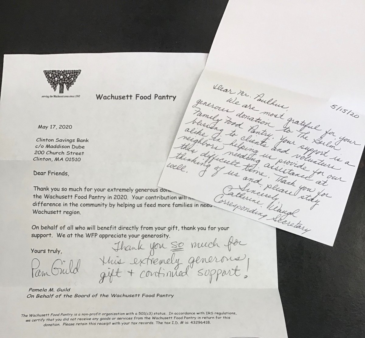 ClintonSavings's tweet photo. Love getting letters like this... we are happy we could help the Wachusett Food Pantry 🤍 #CSBlovesOurCommunity https://t.co/msHhnLSFOx