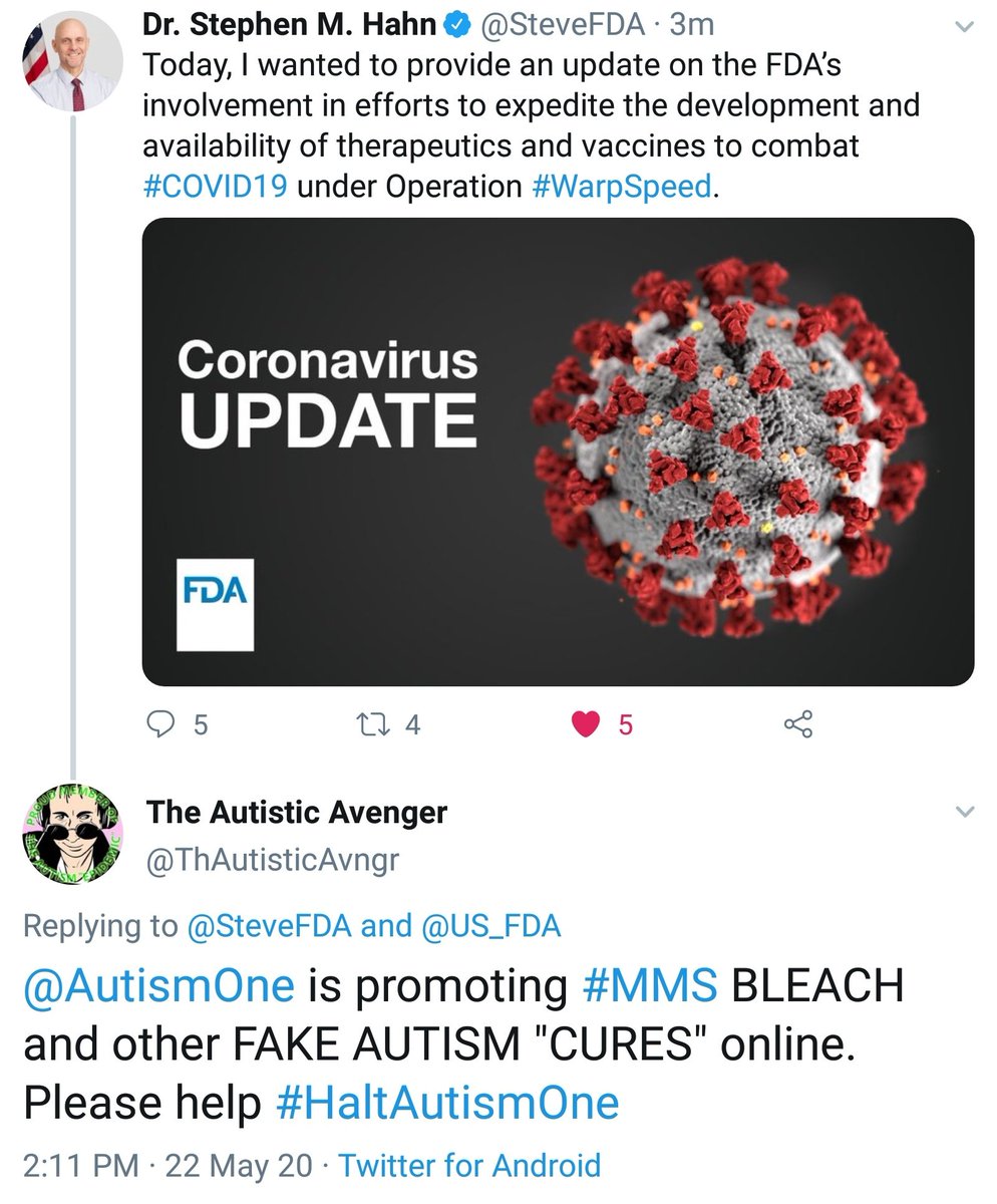ThAutisticAvngr's tweet photo. I wonder if @FDACommissioner @SteveFDA @FDAMedia @US_FDA will ever respond to the #AutisticSelfAdvocacyMovement? Do you see us?
#Autism is genetic + developmental. "Cure" literally doesn't make any logical nor biological sense.
#HaltAutismOne #StopMMS #EndQuackery #AutismOne https://t.co/UHAoN5GY2W